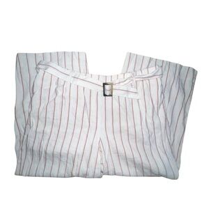 J. Jill Women’s Linen Stretch Striped Pants with Belt - Size Large